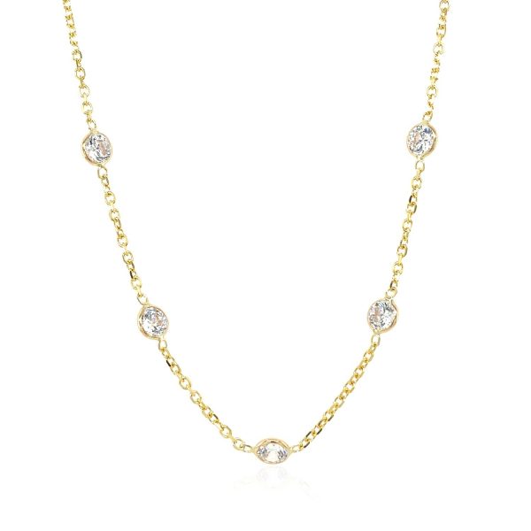 14k Yellow Gold CZ By the Yard Long Links 1