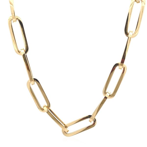 14k Yellow Gold Extra Wide Paperclip Chain Necklace 1