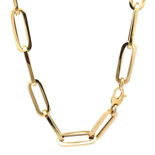 14k Yellow Gold Extra Wide Paperclip Chain Necklace 2