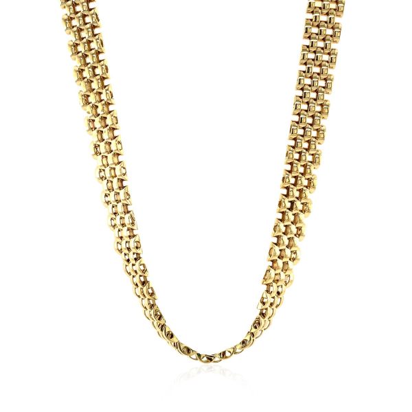 14k Yellow Gold Fancy Polished Multi-Row Panther Link Necklace 1