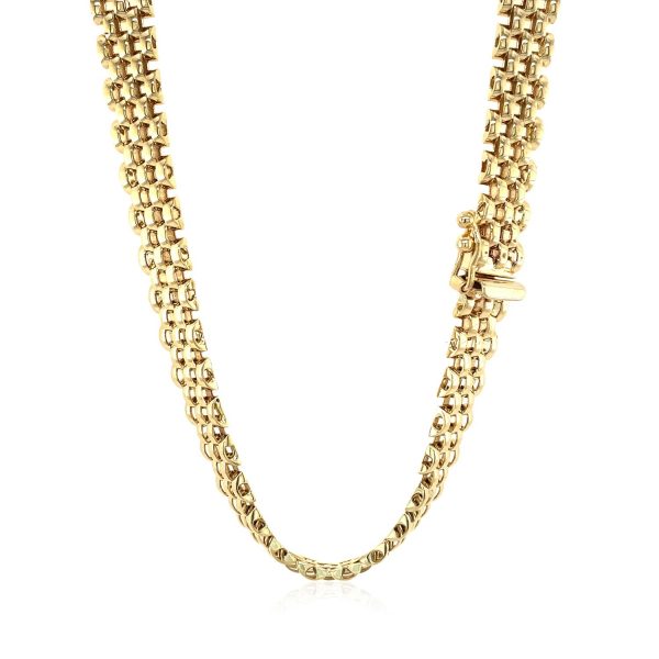 14k Yellow Gold Fancy Polished Multi-Row Panther Link Necklace 2