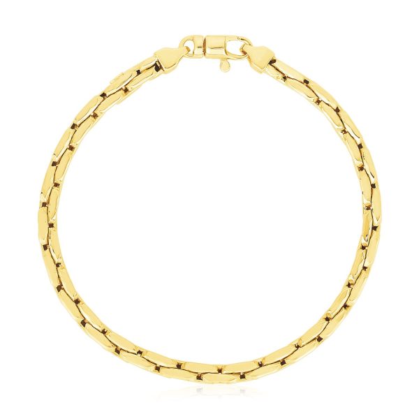 14k Yellow Gold High Polish Compressed Cable Link Bracelet 1
