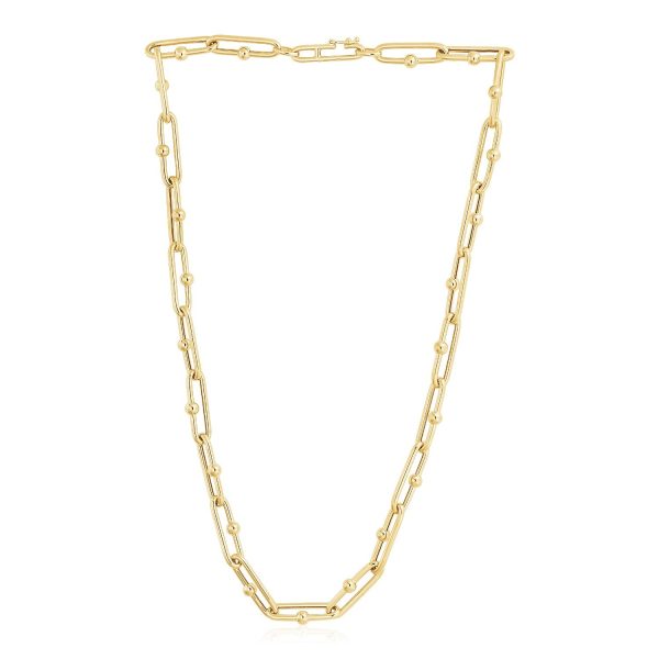 14k Yellow Gold High Polish Elongated Paperclip Jax Link Necklace 1