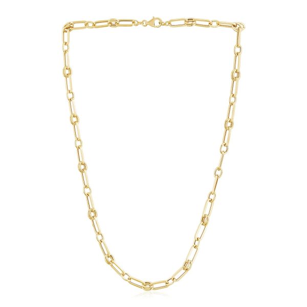 14k Yellow Gold High Polish Paperclip Rondel Link Chain 1