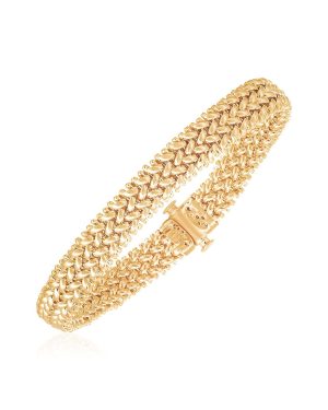 14k Yellow Gold High Polish Thick Braided Bracelet (8.8mm)