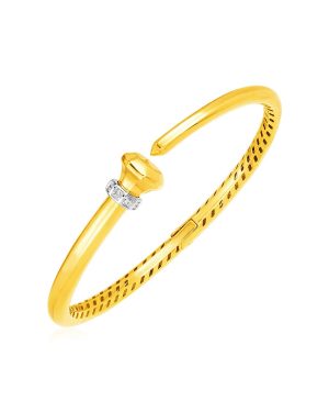 14k Yellow Gold Hinged Bangle Bracelet with Diamonds