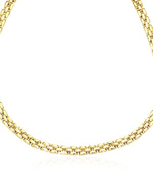 14k Yellow Gold Panther Chain Link Shiny Necklace
