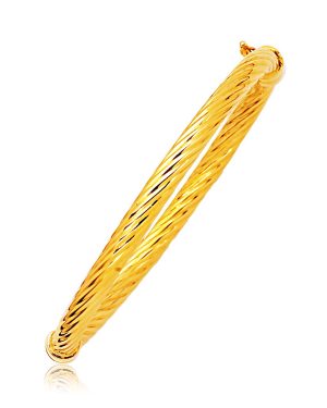14k Yellow Gold Polished Cable Motif Bangle
