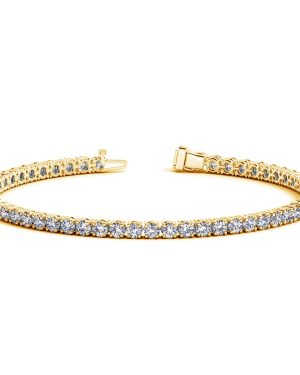 14k Yellow Gold Round Diamond Tennis Bracelet (5 cttw)
