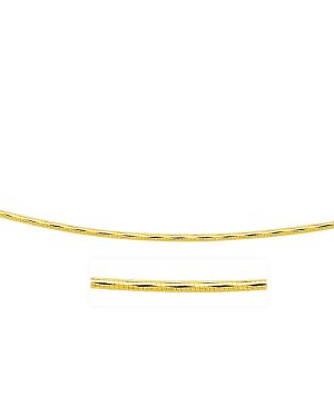 14k Yellow Gold Round Omega Necklace with Diamond Cuts (1.5 mm)