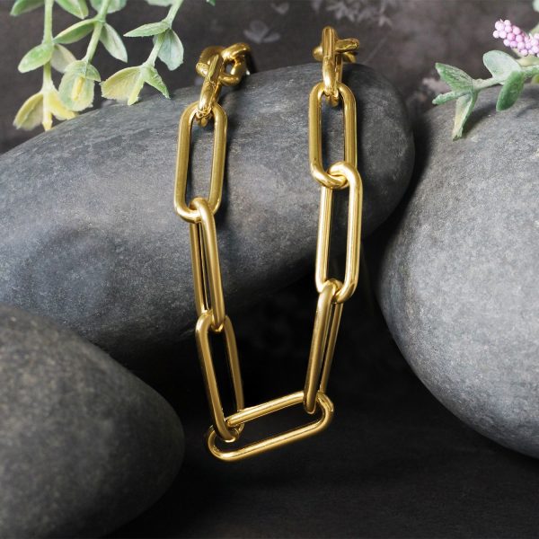 14k Yellow Gold Rounded Paperclip Chain Necklace 2