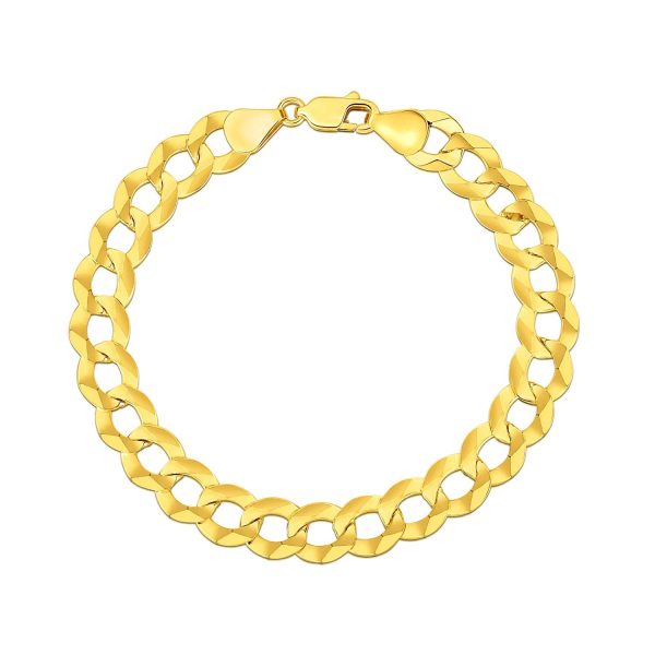 14k Yellow Gold Solid Curb Bracelet 10.0mm 1