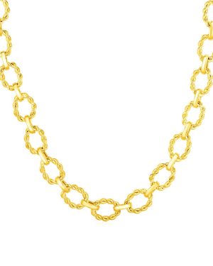 14k Yellow Gold Twisted Oval Link Necklace