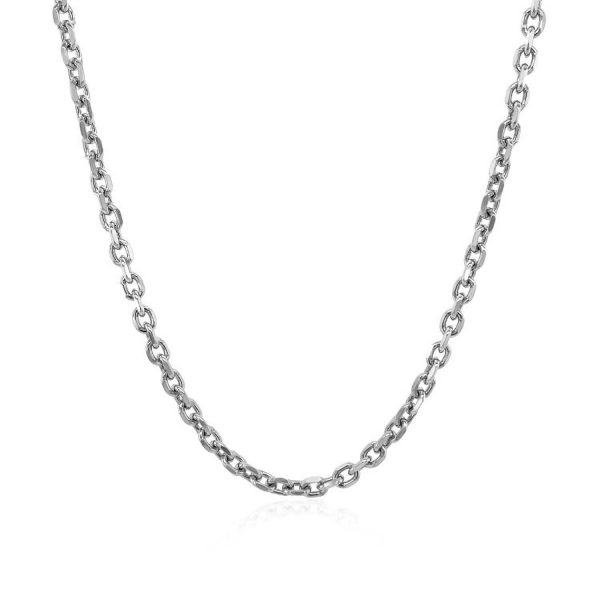 2.3mm 14k White Gold Diamond Cut Cable Link Chain 1