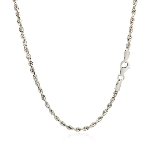 2.5mm 14k White Gold Solid Diamond Cut Rope Chain 2