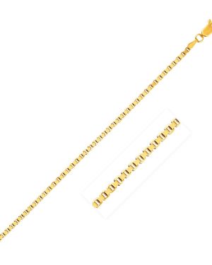 2.5mm 14k Yellow Gold Semi Solid Box Chain