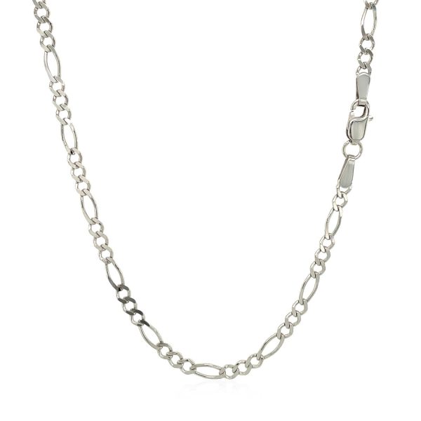 2.6mm 14k White Gold Solid Figaro Chain 2