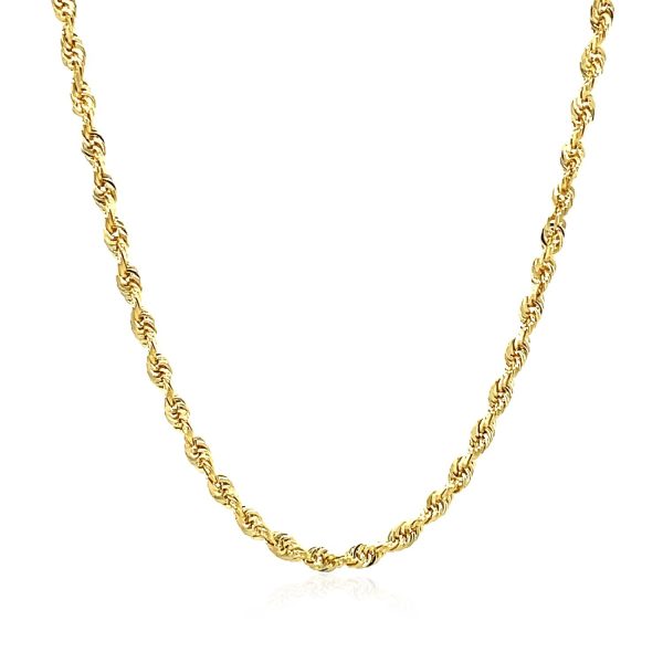 2.75mm 14k Yellow Gold Solid Diamond Cut Rope Chain 1