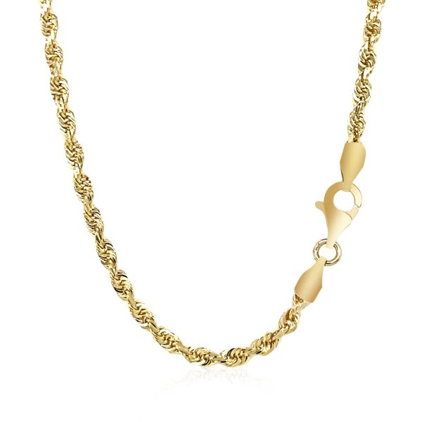 2.75mm 14k Yellow Gold Solid Diamond Cut Rope Chain 2