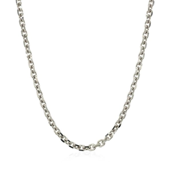 3.1mm 14k White Gold Diamond Cut Cable Link Chain 1