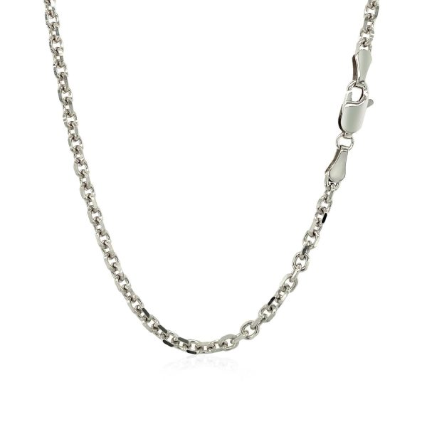 3.1mm 14k White Gold Diamond Cut Cable Link Chain 2
