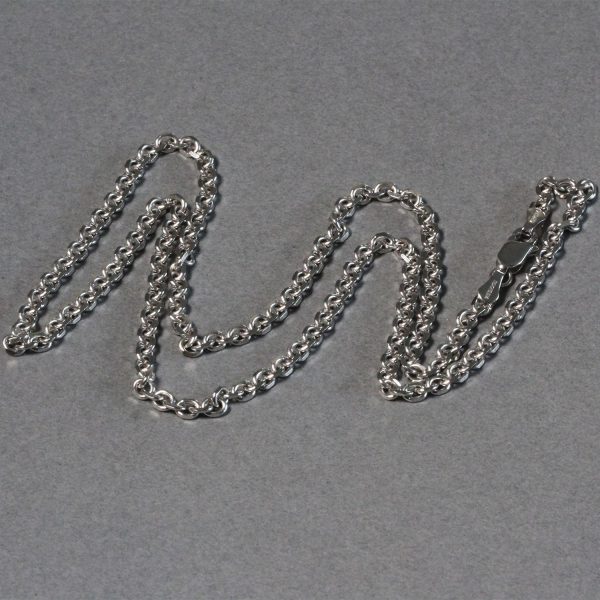 3.1mm 14k White Gold Diamond Cut Cable Link Chain 4