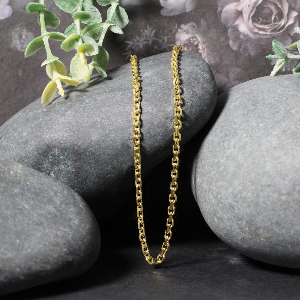 3.1mm 14k Yellow Gold Diamond Cut Cable Link Chain 3