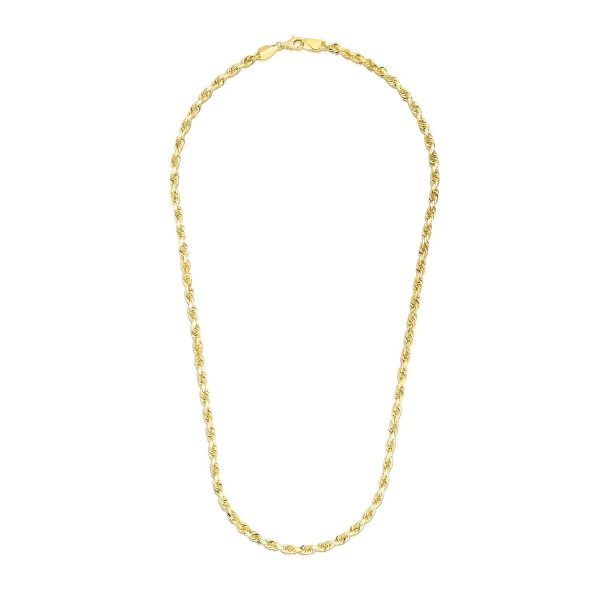 3.5mm 14k Yellow Gold Solid Diamond Cut Rope Chain 1