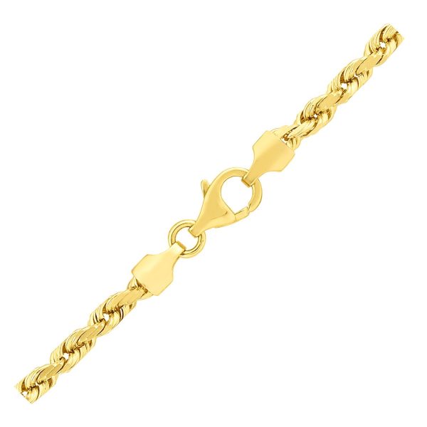 3.5mm 14k Yellow Gold Solid Diamond Cut Rope Chain 2