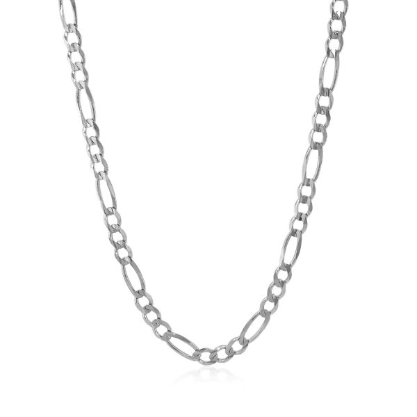 3.8mm 14k White Gold Solid Figaro Chain 1