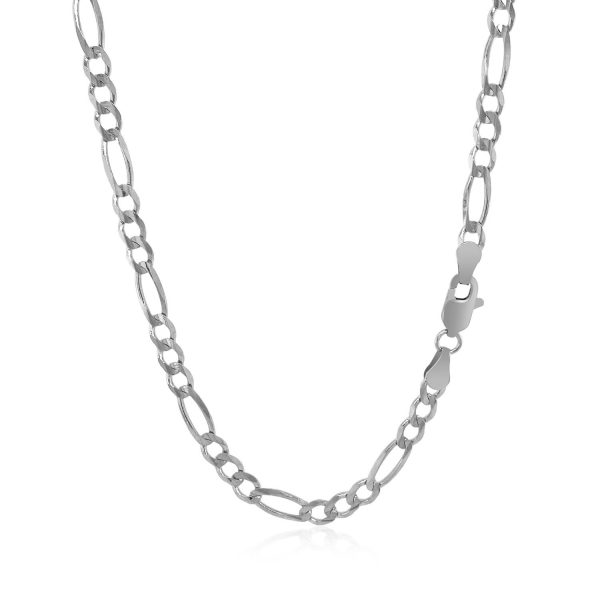 3.8mm 14k White Gold Solid Figaro Chain 2