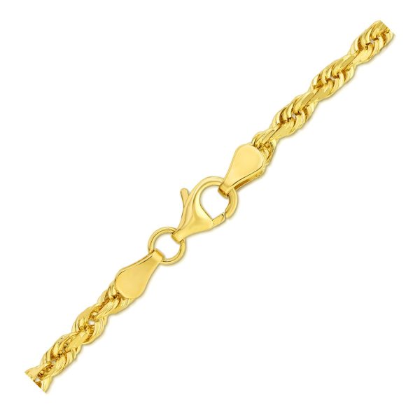 4.0mm 10k Yellow Gold Solid Diamond Cut Rope Bracelet 2