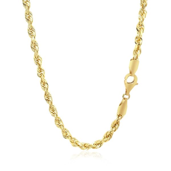 4.0mm 10k Yellow Gold Solid Diamond Cut Rope Chain 2