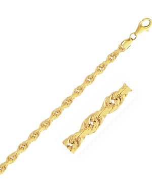4.0mm 10k Yellow Gold Solid Diamond Cut Rope Chain