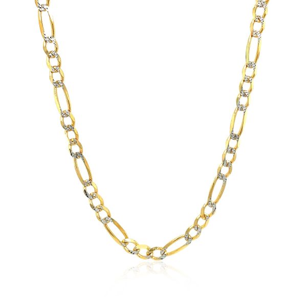 4.0mm 14K Yellow Gold Solid Pave Figaro Chain 1