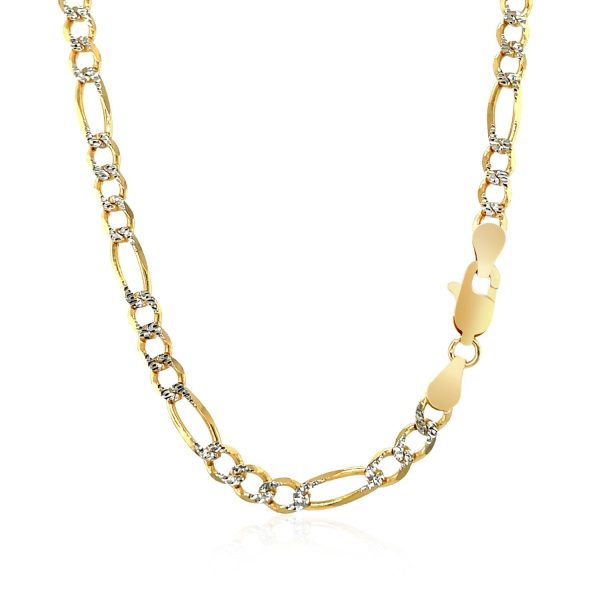 4.0mm 14K Yellow Gold Solid Pave Figaro Chain 2