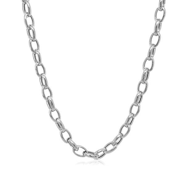 4.6mm 14k White Gold Oval Rolo Chain 1