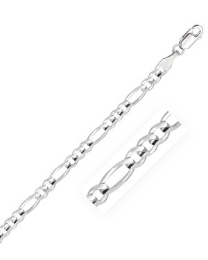 4.6mm 14k White Gold Solid Figaro Chain