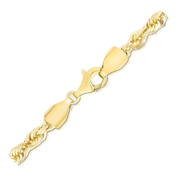 5.0mm 14k Yellow Gold Solid Diamond Cut Rope Bracelet 1