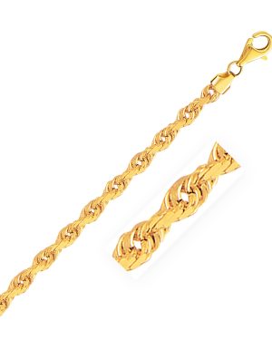 5.0mm 14k Yellow Gold Solid Diamond Cut Rope Bracelet