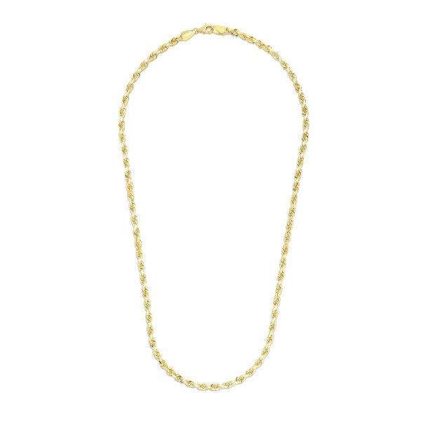 5.0mm 14k Yellow Gold Solid Diamond Cut Rope Chain 1