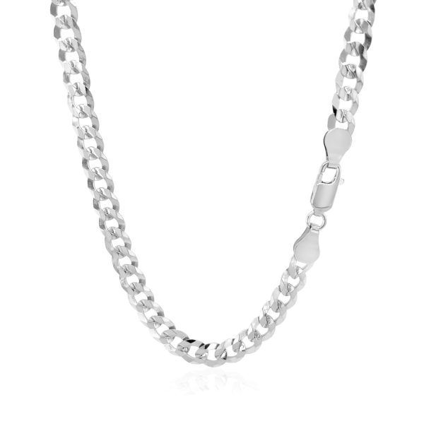 5.7mm 14k White Gold Solid Curb Chain 2