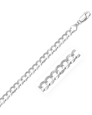5.7mm 14k White Gold Solid Curb Chain