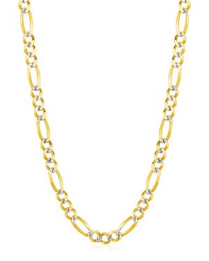 6.0mm 14K Yellow Gold Solid Pave Figaro Chain