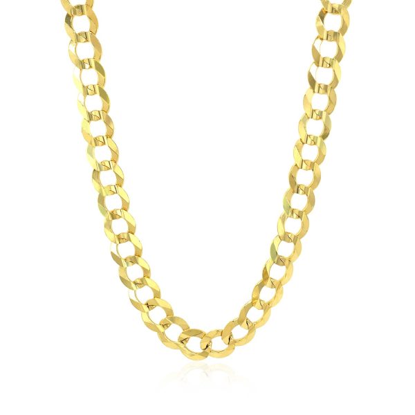 7.0mm 14k Yellow Gold Solid Curb Chain 1