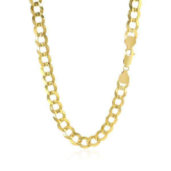 7.0mm 14k Yellow Gold Solid Curb Chain 2