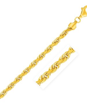 7.0mm 14k Yellow Gold Solid Diamond Cut Rope Chain