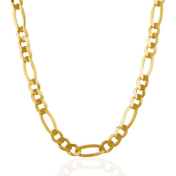 7.0mm 14k Yellow Gold Solid Figaro Chain 1