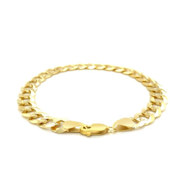 8.2mm 14k Yellow Gold Solid Curb Bracelet 1