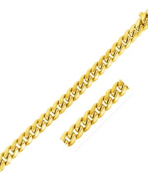 9.0mm 14k Yellow Gold Semi Solid Miami Cuban Chain